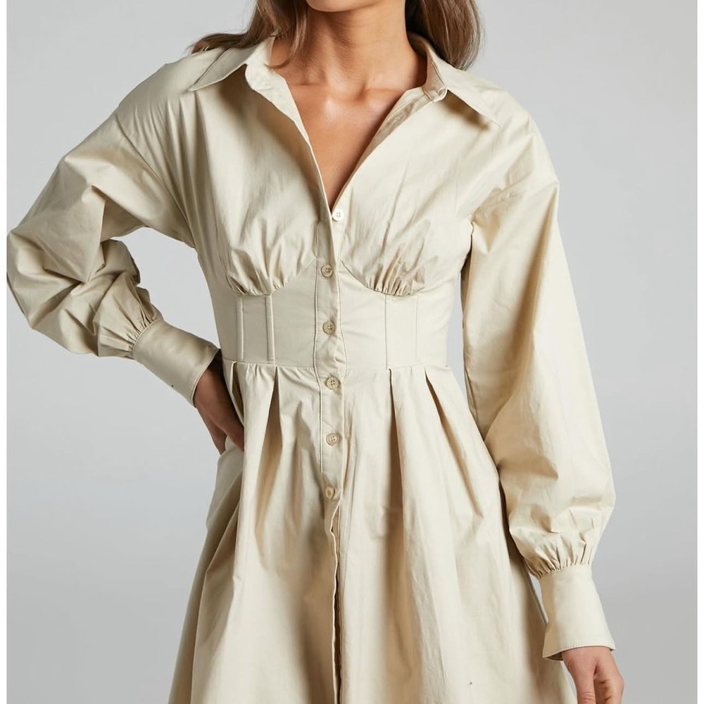 Showpo Claudette Nude Button-Up Dress NWT!!